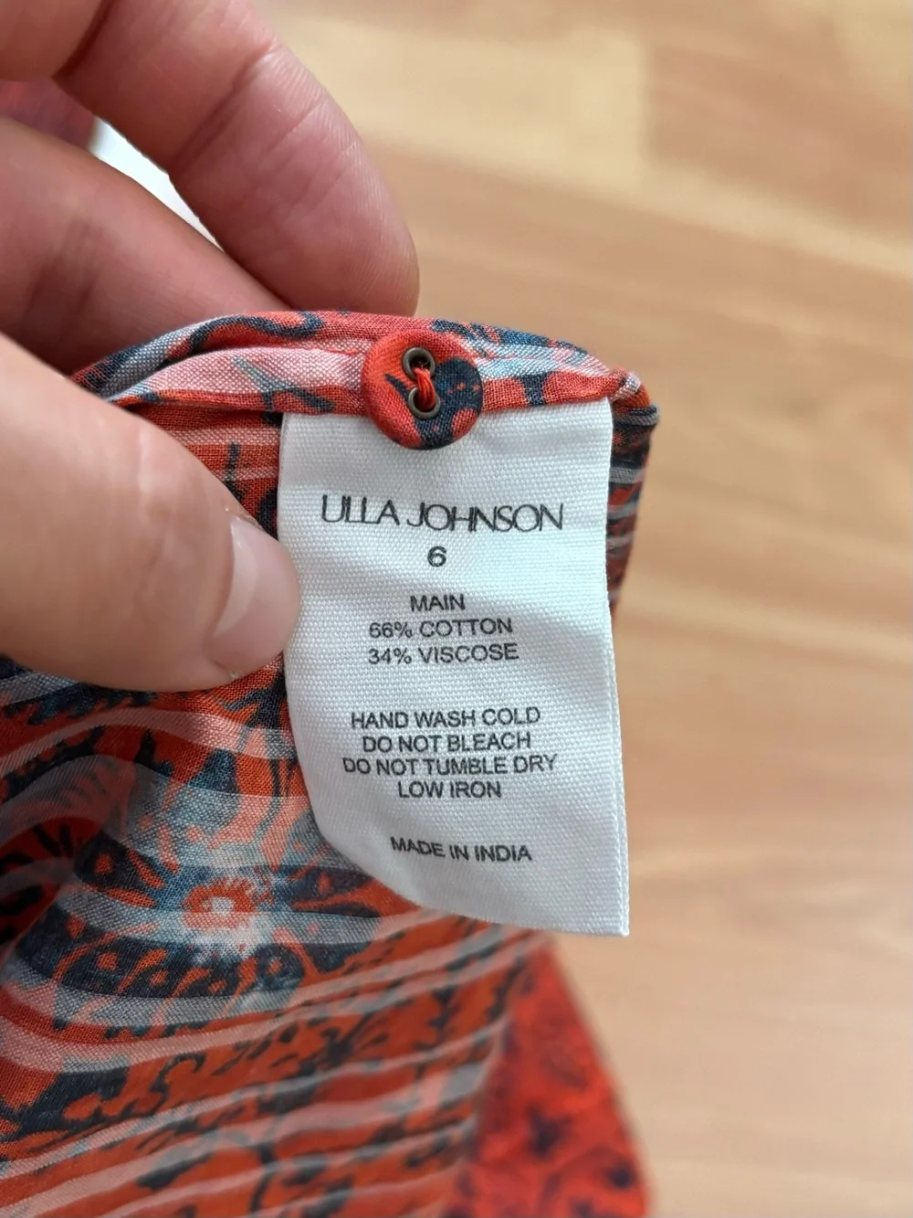 Ulla Johnson $320 Orange Poppy Prisha Blouse Size 6 Small Cottage Core Boho Chic